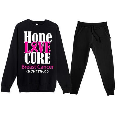 Hope Love Cure Breast Cancer Awareness Premium Crewneck Sweatsuit Set