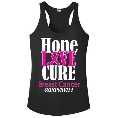 Hope Love Cure Breast Cancer Awareness Ladies PosiCharge Competitor Racerback Tank