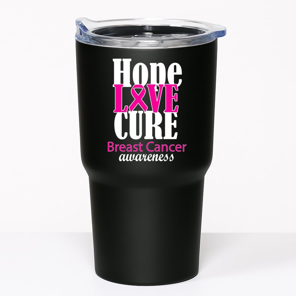 Hope Love Cure Breast Cancer Awareness Tumbler