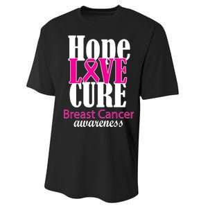 Hope Love Cure Breast Cancer Awareness Performance Sprint T-Shirt