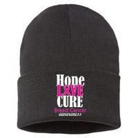 Hope Love Cure Breast Cancer Awareness Sustainable Knit Beanie