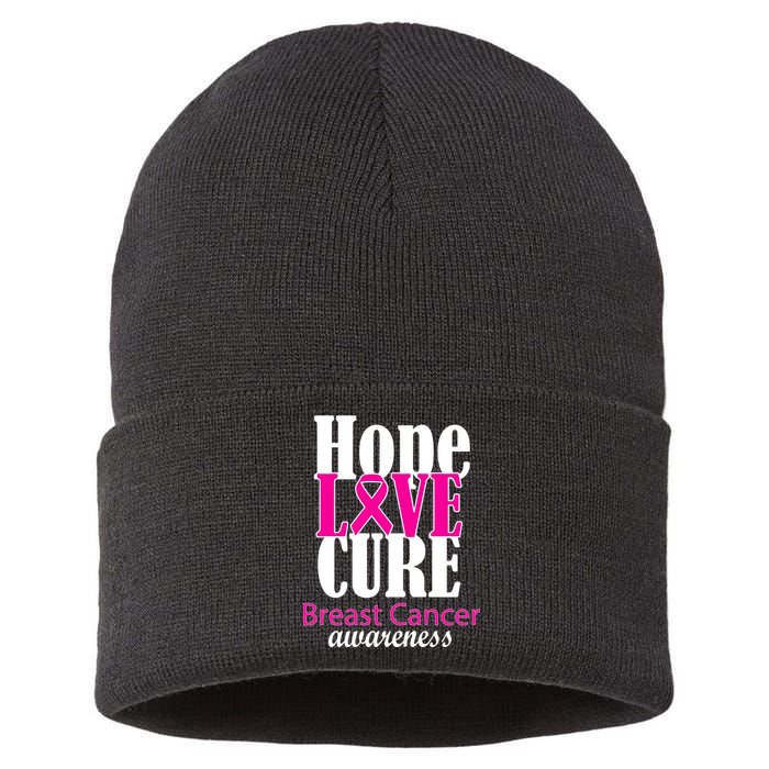 Hope Love Cure Breast Cancer Awareness Sustainable Knit Beanie