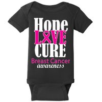 Hope Love Cure Breast Cancer Awareness Baby Bodysuit