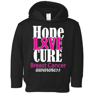 Hope Love Cure Breast Cancer Awareness Toddler Hoodie