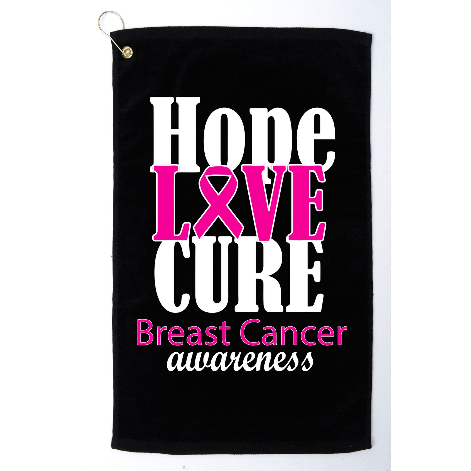 Hope Love Cure Breast Cancer Awareness Golf Towel