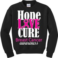 Hope Love Cure Breast Cancer Awareness Kids Sweatshirt