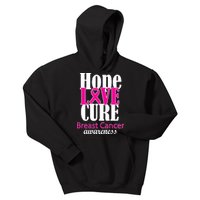 Hope Love Cure Breast Cancer Awareness Kids Hoodie