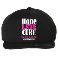 Hope Love Cure Breast Cancer Awareness Wool Snapback Cap