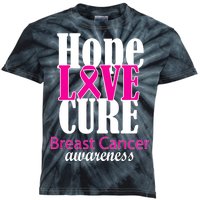 Hope Love Cure Breast Cancer Awareness Kids Tie-Dye T-Shirt