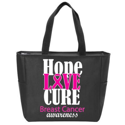 Hope Love Cure Breast Cancer Awareness Zip Tote Bag