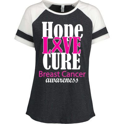 Hope Love Cure Breast Cancer Awareness Enza Ladies Jersey Colorblock Tee