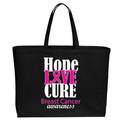 Hope Love Cure Breast Cancer Awareness Cotton Canvas Jumbo Tote