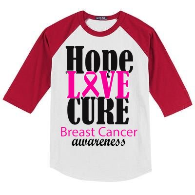 Hope Love Cure Breast Cancer Awareness Kids Colorblock Raglan Jersey