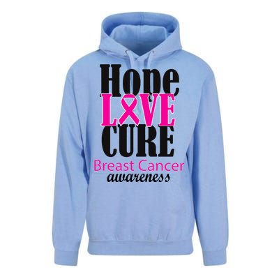 Hope Love Cure Breast Cancer Awareness Unisex Surf Hoodie