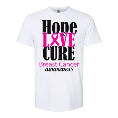 Hope Love Cure Breast Cancer Awareness Softstyle CVC T-Shirt