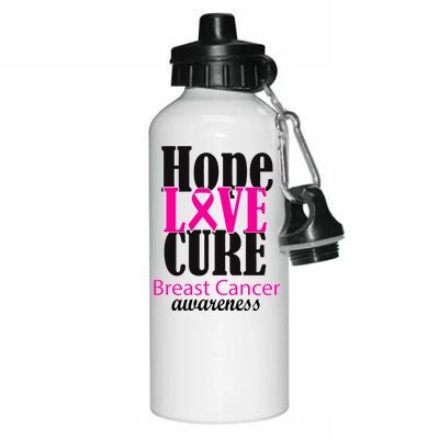 Hope Love Cure Breast Cancer Awareness Aluminum Water Bottle