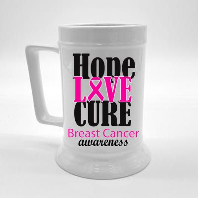 Hope Love Cure Breast Cancer Awareness Beer Stein