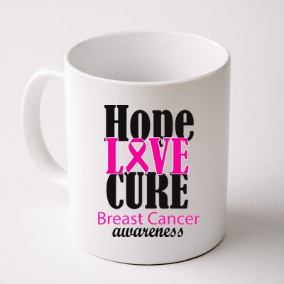 Hope Love Cure Breast Cancer Awareness Coffee Mug