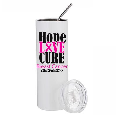 Hope Love Cure Breast Cancer Awareness Stainless Steel Tumbler