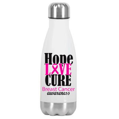 Hope Love Cure Breast Cancer Awareness Stainless Steel Insulated Water Bottle