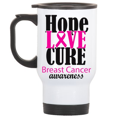 Hope Love Cure Breast Cancer Awareness Stainless Steel Travel Mug