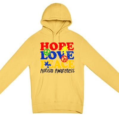 Hope Love Peace Autism Premium Pullover Hoodie