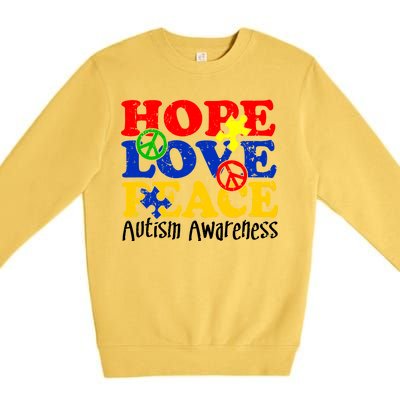 Hope Love Peace Autism Premium Crewneck Sweatshirt