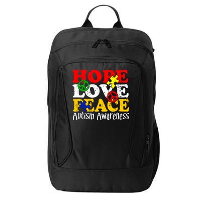 Hope Love Peace Autism City Backpack