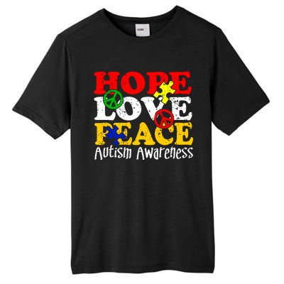 Hope Love Peace Autism Tall Fusion ChromaSoft Performance T-Shirt