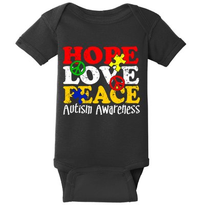 Hope Love Peace Autism Baby Bodysuit