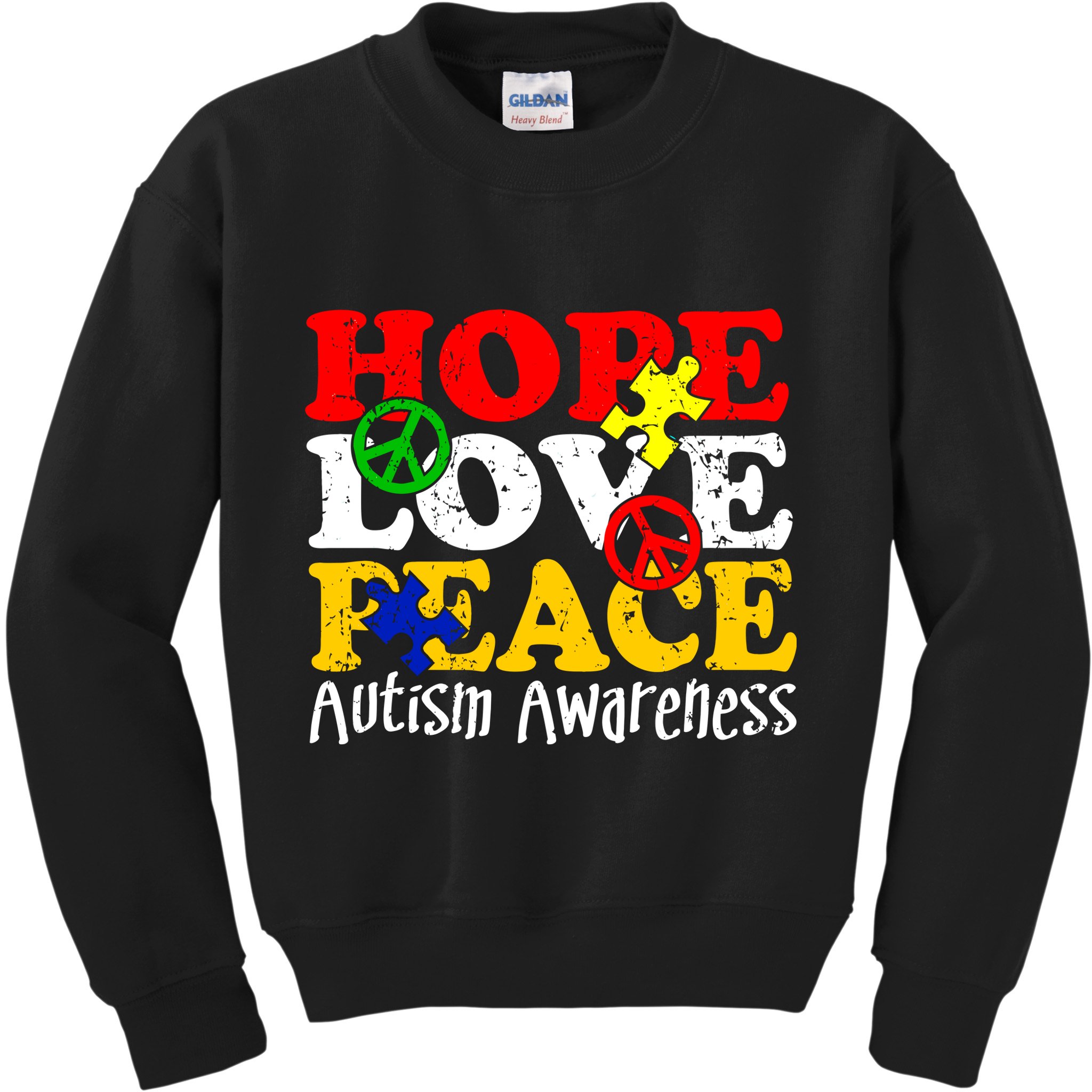 Hope Love Peace Autism Kids Sweatshirt