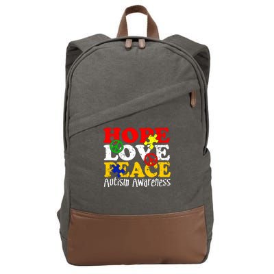 Hope Love Peace Autism Cotton Canvas Backpack