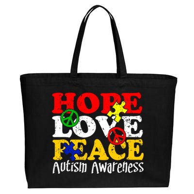 Hope Love Peace Autism Cotton Canvas Jumbo Tote