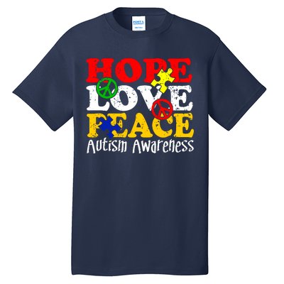 Hope Love Peace Autism Tall T-Shirt