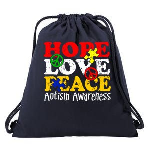 Hope Love Peace Autism Drawstring Bag