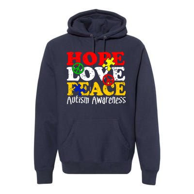 Hope Love Peace Autism Premium Hoodie