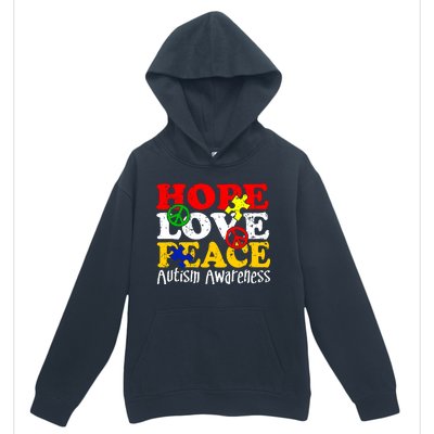 Hope Love Peace Autism Urban Pullover Hoodie