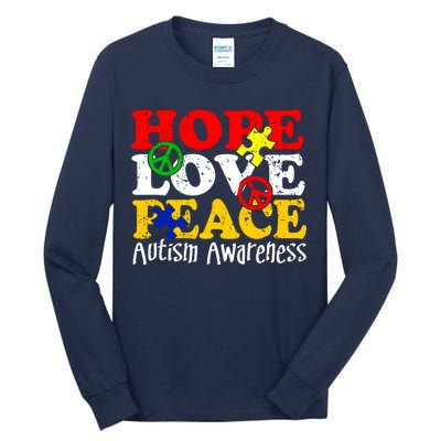 Hope Love Peace Autism Tall Long Sleeve T-Shirt