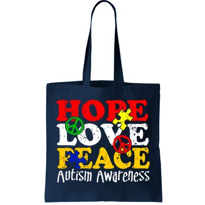 Hope Love Peace Autism Tote Bag