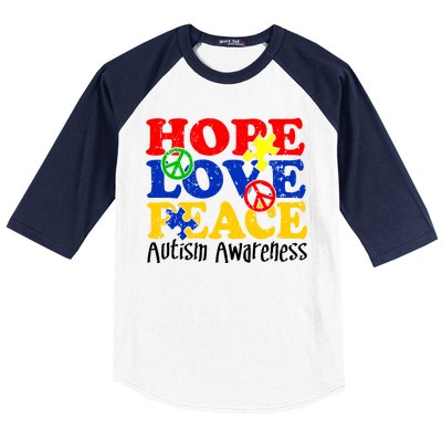 Hope Love Peace Autism Baseball Sleeve Shirt