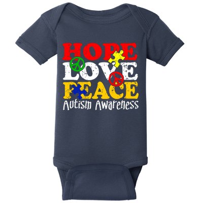 Hope Love Peace Autism Baby Bodysuit