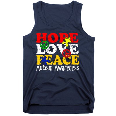 Hope Love Peace Autism Tank Top