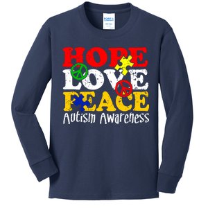 Hope Love Peace Autism Kids Long Sleeve Shirt