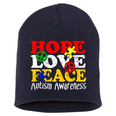 Hope Love Peace Autism Short Acrylic Beanie