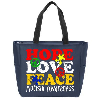 Hope Love Peace Autism Zip Tote Bag