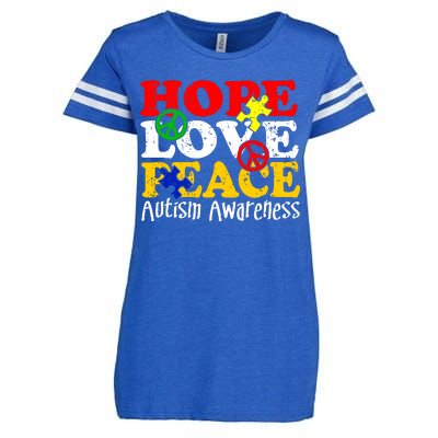 Hope Love Peace Autism Enza Ladies Jersey Football T-Shirt