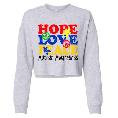 Hope Love Peace Autism Cropped Pullover Crew