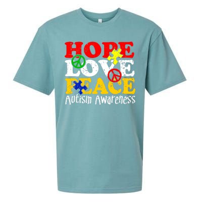 Hope Love Peace Autism Sueded Cloud Jersey T-Shirt