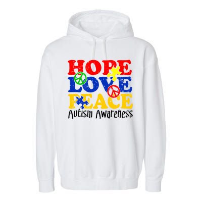 Hope Love Peace Autism Garment-Dyed Fleece Hoodie