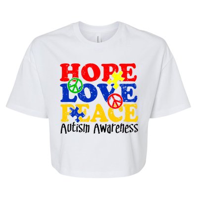 Hope Love Peace Autism Bella+Canvas Jersey Crop Tee